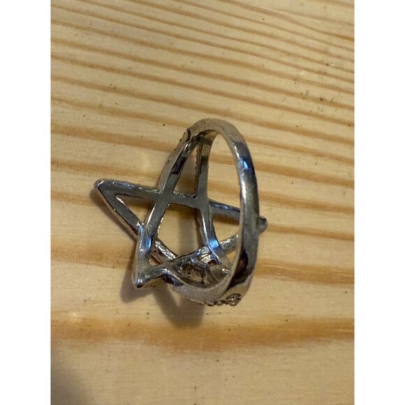 Star Rhinestone Silver Tone Adjustable Ring - Picture 7 of 8